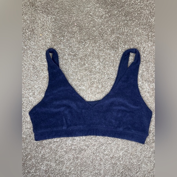Aerie Offline Blue Terry Cloth Recharge Sports Bra - Picture 2 of 4